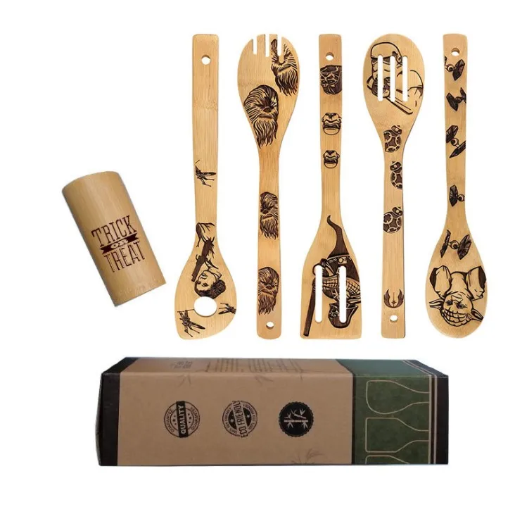 6-piece Bamboo Utensil Set Premium Quality Housewarming Gifts Wooden Utensils For Everyday Use