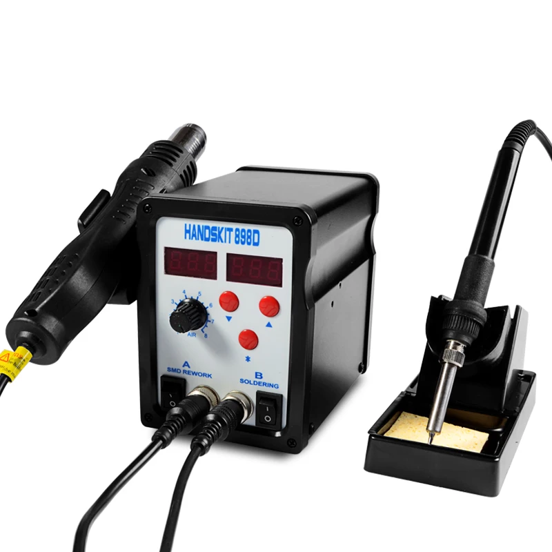 handskit 898d   dual digital  Soldering Station with Hot Air Gun Temperature Adjustable soldering iron  LED