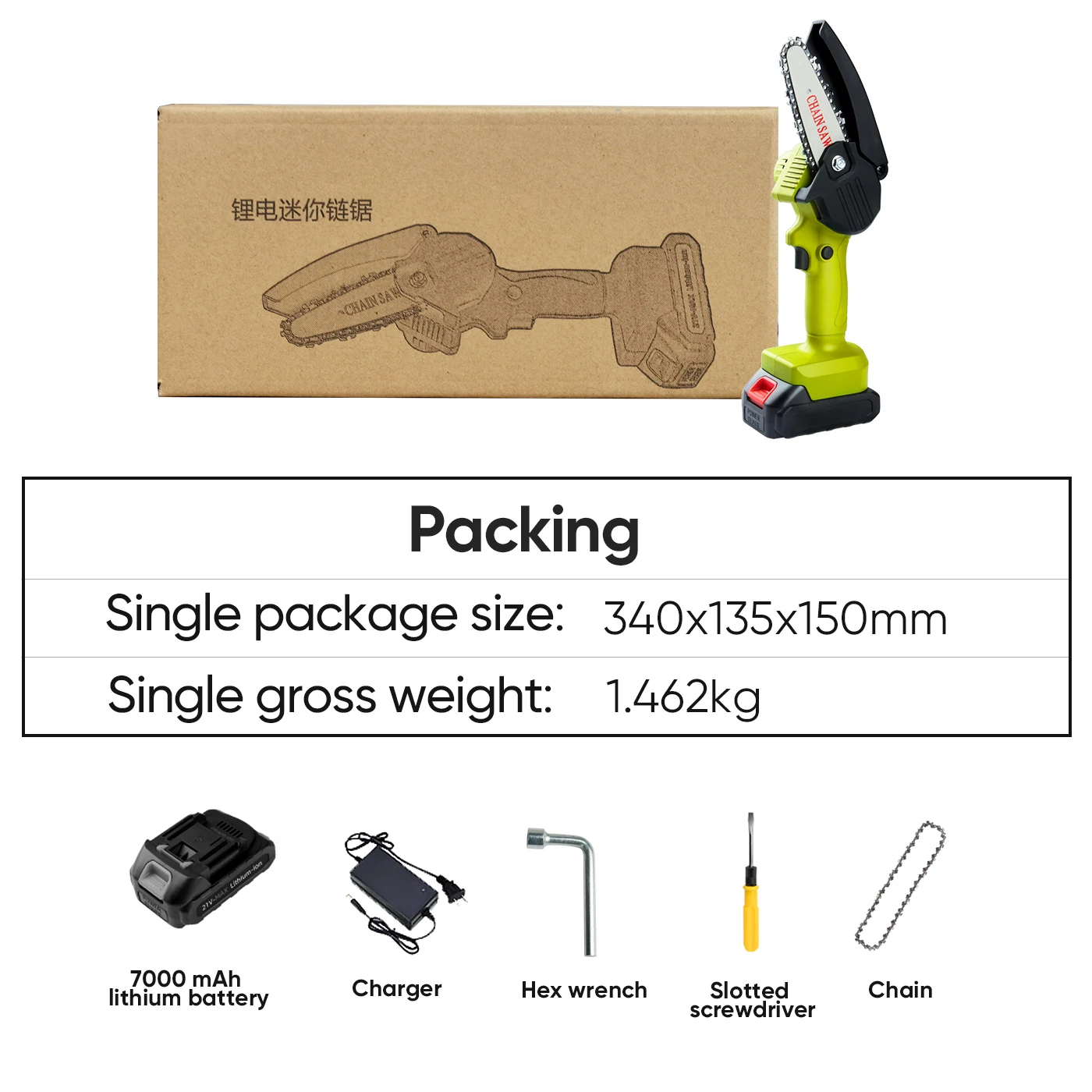 2022 Hot selling 4-inch  Electric Cordless Wood Cutting Chain Saw Powered Mini Chainsaw With Battery