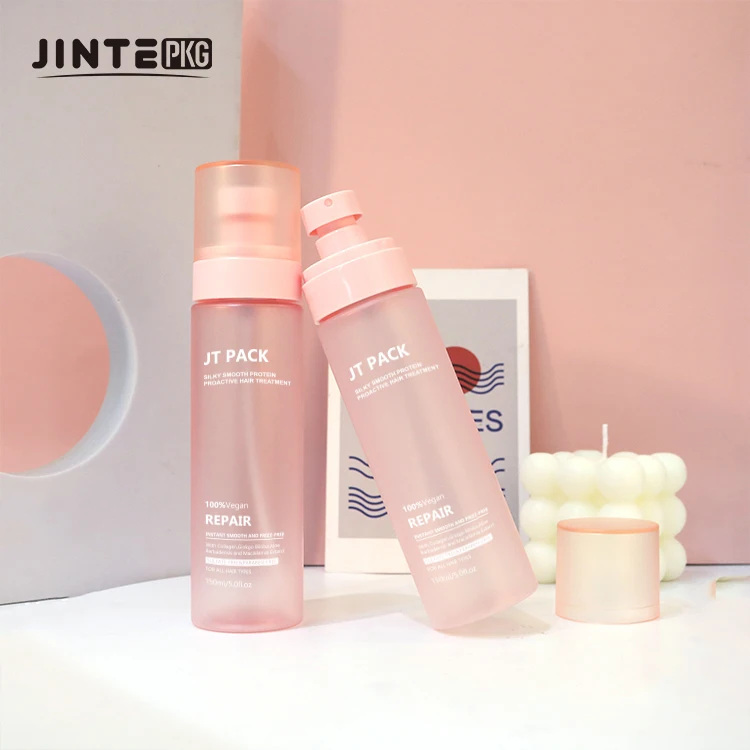 Wholesales Empty 100ml 120ml 150ml  PET Cosmetics Frosted Pink Spray Bottle Perfumes Liquid  4OZ 5OZ Bottle with Mist spray