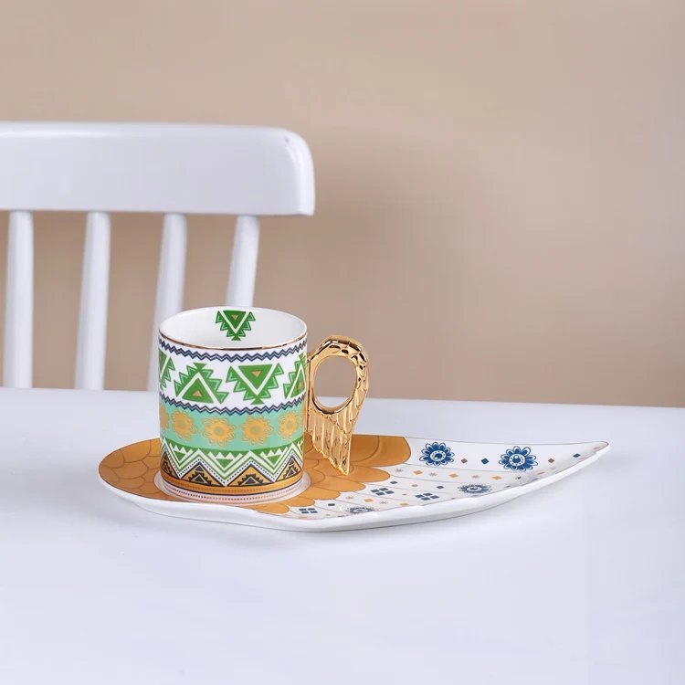 Coffee Mug with Dessert Plate Ceramics Western Food Plates Porcelain Tableware Mugs with Biscuit Holder