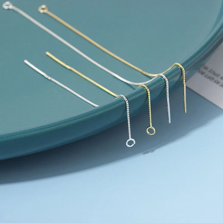 925 Sterling Silver Tassel Threader Drop Earrings Long Chain Ear Line