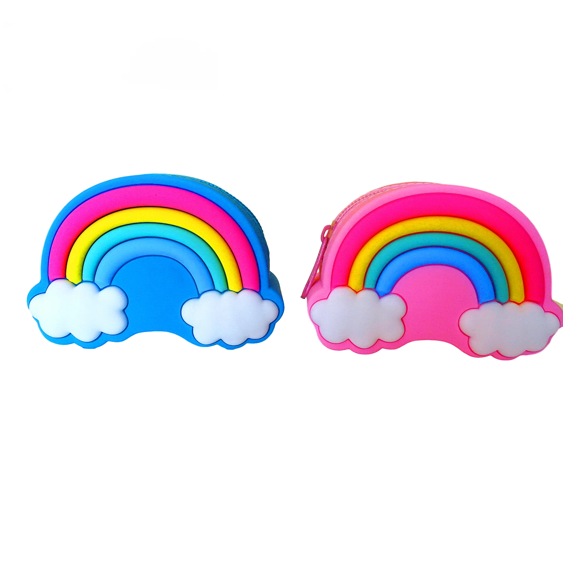 Christmas gift Rainbow silicone coin pouch Zipper bag custom logo mini handle purse for girls