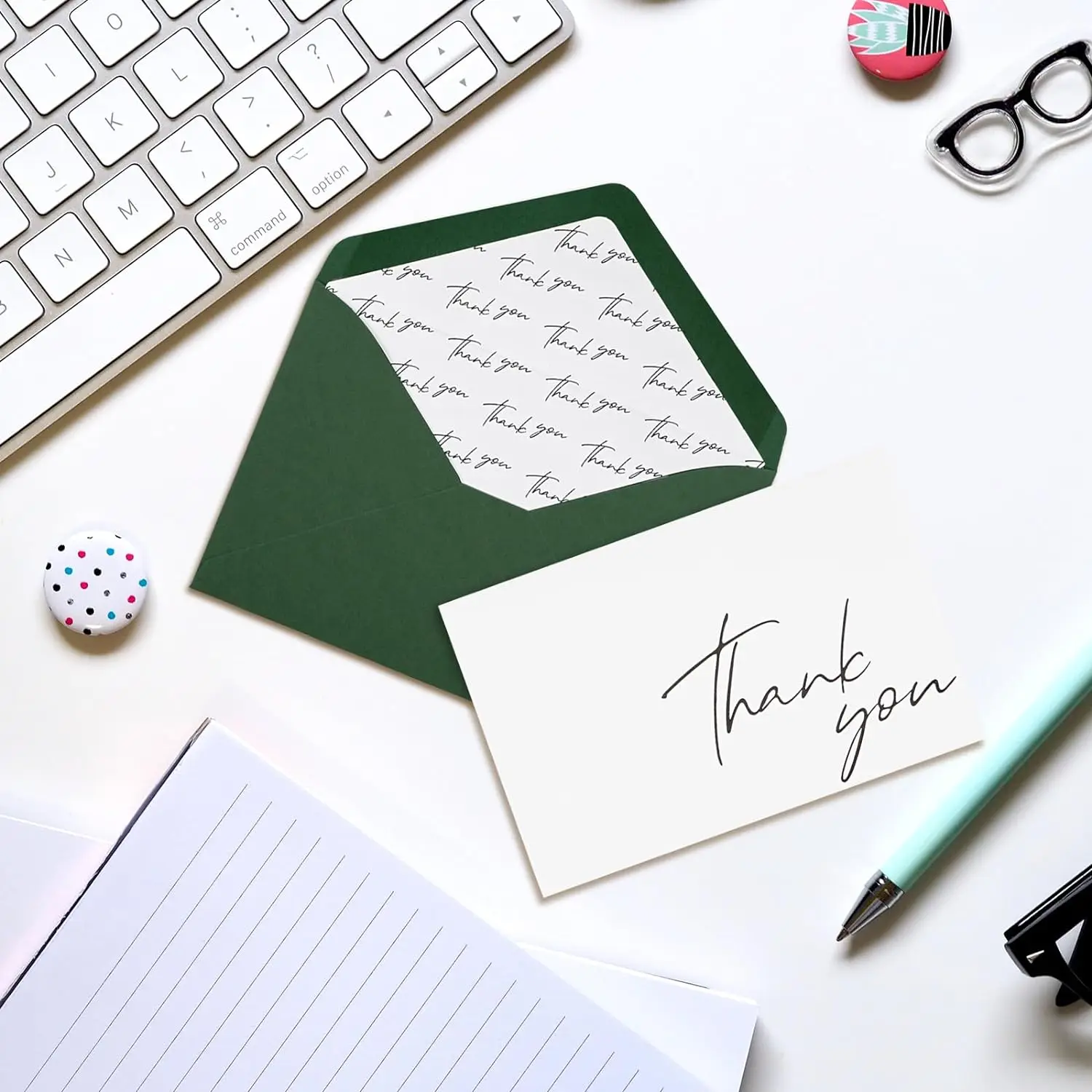 50 PK custom Thank You Cards With Green Envelopes sustainable thank you cards thank you for supporting my small business card
