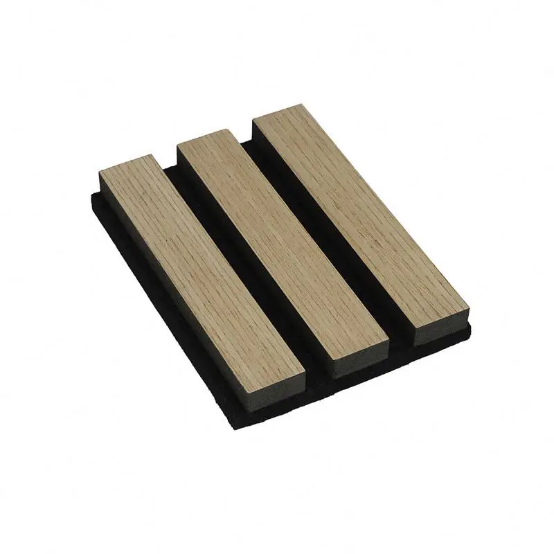 Wood Veneer Surface Polyester Mdf Different Dimension Wall Slat Acoustic Panel