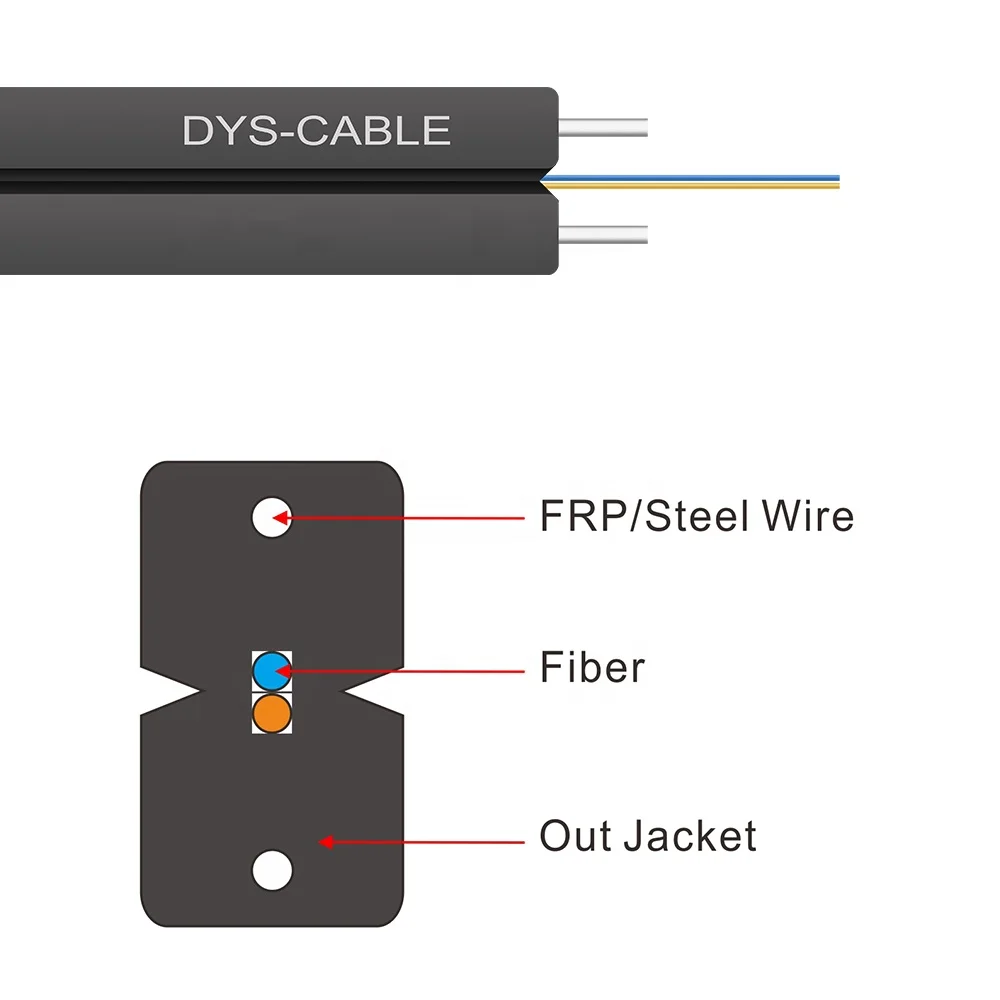  Fiber Optic 1 Core 1km 2km 3km Plywood Drum Ftth Drop Cable Single Mode