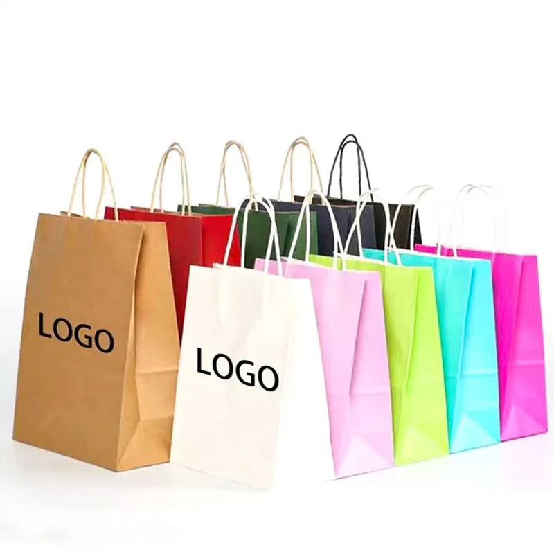 iStapromo Gifts Cheap Price Paper Bag Custom Print Logo Clothes Paper Kraft Bag White Kraft Paper Bag