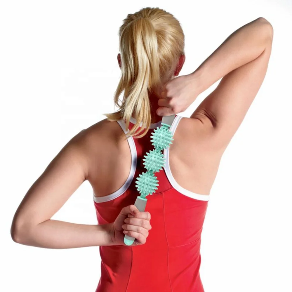 PVC Massage Ball Stick and Massage Roller , Foam and Metal with Handles Massage for Body