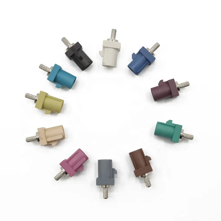 Fakra  Straight  crimp male connector coding F type smb for Car Video, TV, Radio,  Camera RG1.13, RG1.37 Coaxial cable