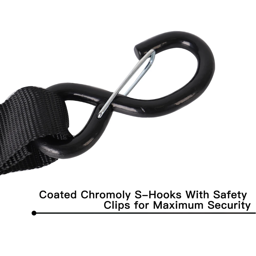Heavy Duty 1.5 Inch 38mm 2500lbs Motorcycle Tie Down Strap with S Hooks for Cargo Lashing
