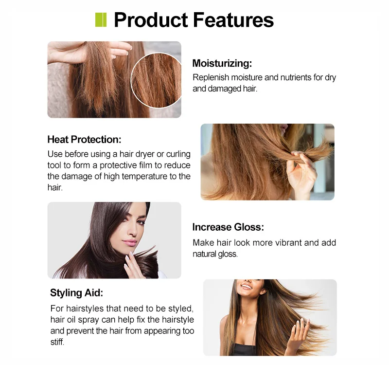Manufactures organic olive oil nourishing sheen spray snail hair oil spray mist with private label