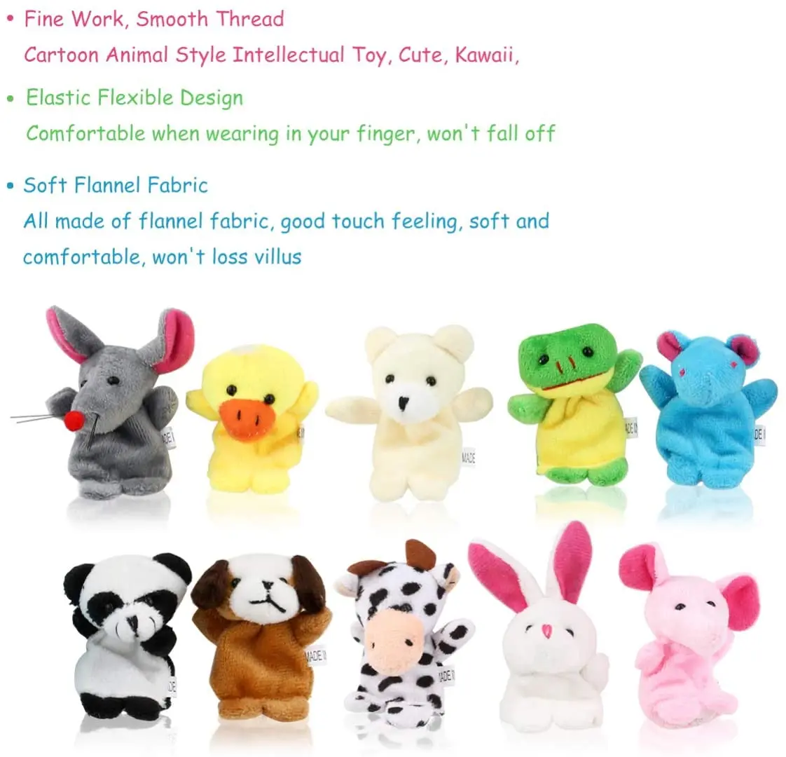 Wholesale Amazon hot selling small MOQ animal set funny plush finger puppets
