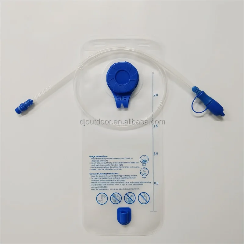 DJ011 climbing running water bag TPU BPA free 2 liter hydration bladder 1.5 liter water bladder PEVA