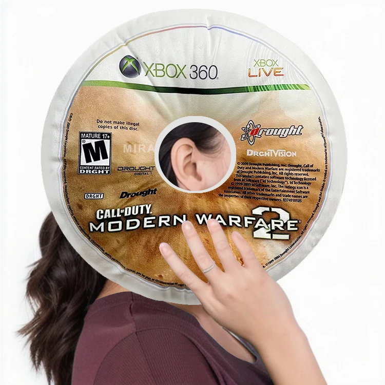 designer video gaming disc cd circle pillow case control  form die cut game round throw cushion pillow cover