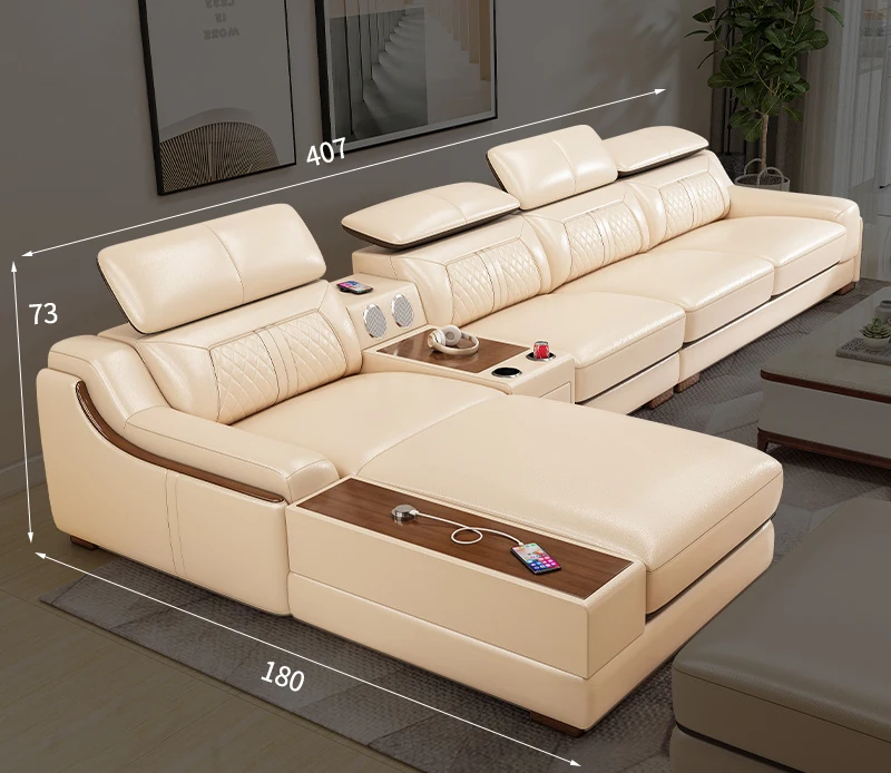 Hot selling modern style home furniture  big size Modular Deluxe L Shape Corner Couch sectional leather sofa set