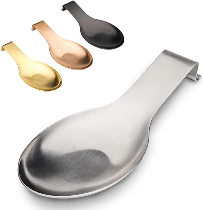 Stainless Steel kitchen Gadgets Soup Spoons Holder Matte Gold Silver Brushed Metal Spoon Rest