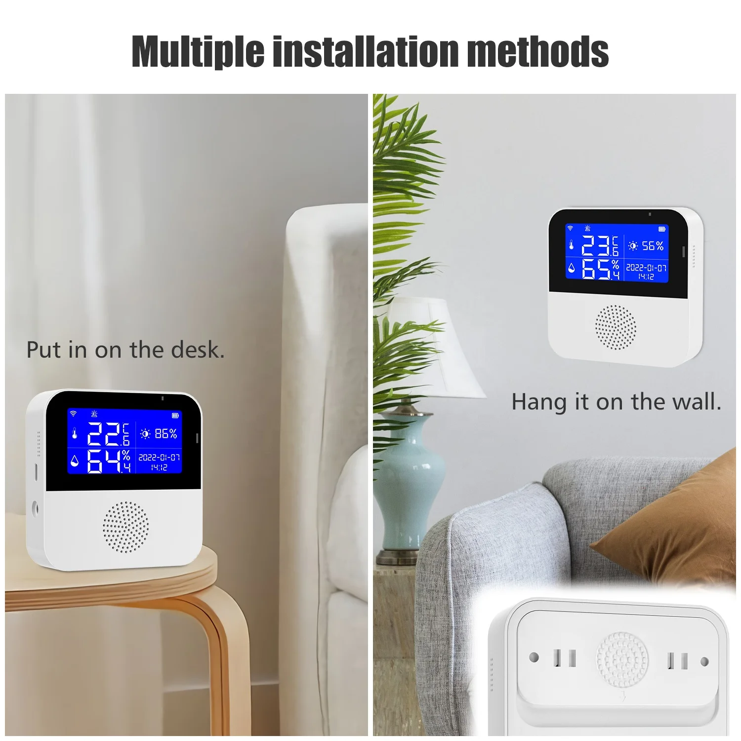 Tuya APP Smart Home Brightness Indicator Amazon Alexa Google Assistant LCD Display WiFi Digital Temperature Humidity Sensor