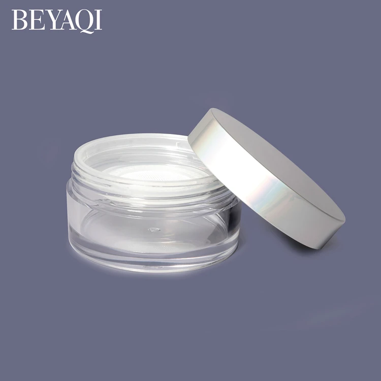 40g ABS PP PE AS Empty transparent round gold case cream blush setting cosmetic makeup loose powder case with sifter