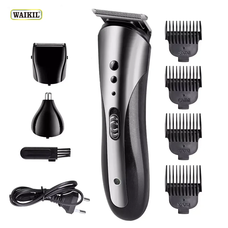 WAIKIL Electric Shaver Hair Clipper Electric Rechargeable Professional Nose Hair Trimmer Beard Shaving Machine 3 in 1 ABS 60 Pcs