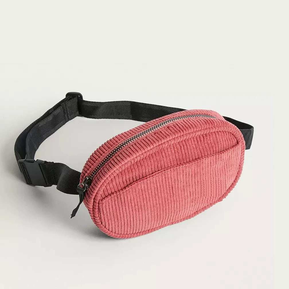 New Custom Corduroy Fanny Pack high quality Belt Bag for kids custom logo Corduroy waist bag