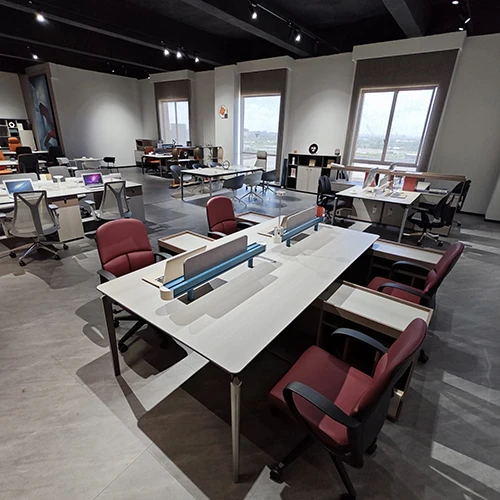 Customizable Commercial Furniture MFC 4 Person Modular Extendable Workstation Office Desk Furniture With Side Cabinet