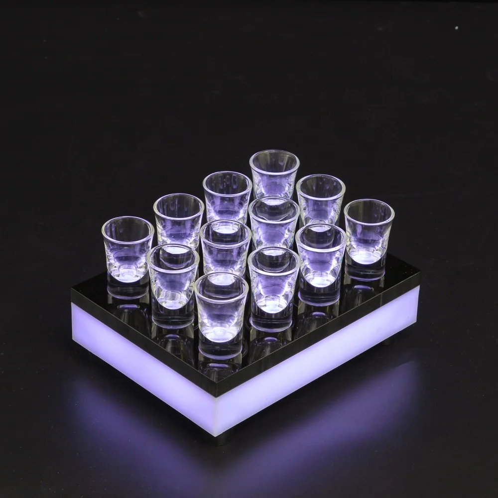 
Rodnn LED AcrylicRotate Shot Glass Serving Tray Glass Holder for 12 Shots 