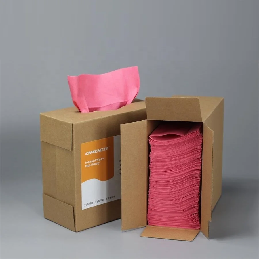 2024 ORDER X-80R cellulose pp red Spunlace Nonwoven Industrial High Quality Multi-Purpose Shop Towels clean wipes