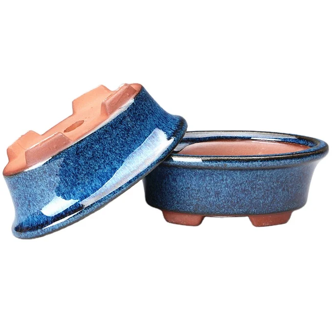 High grade oval 13.8cm 5.5inch Ceramic Modern Glaze Succulent Planter Pot for plants red stoneware bonsai pots