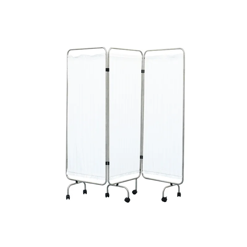 MK-N04 Mobile White Stainless Steel Portable Medical Ward Screen 3 Fold Hospital
