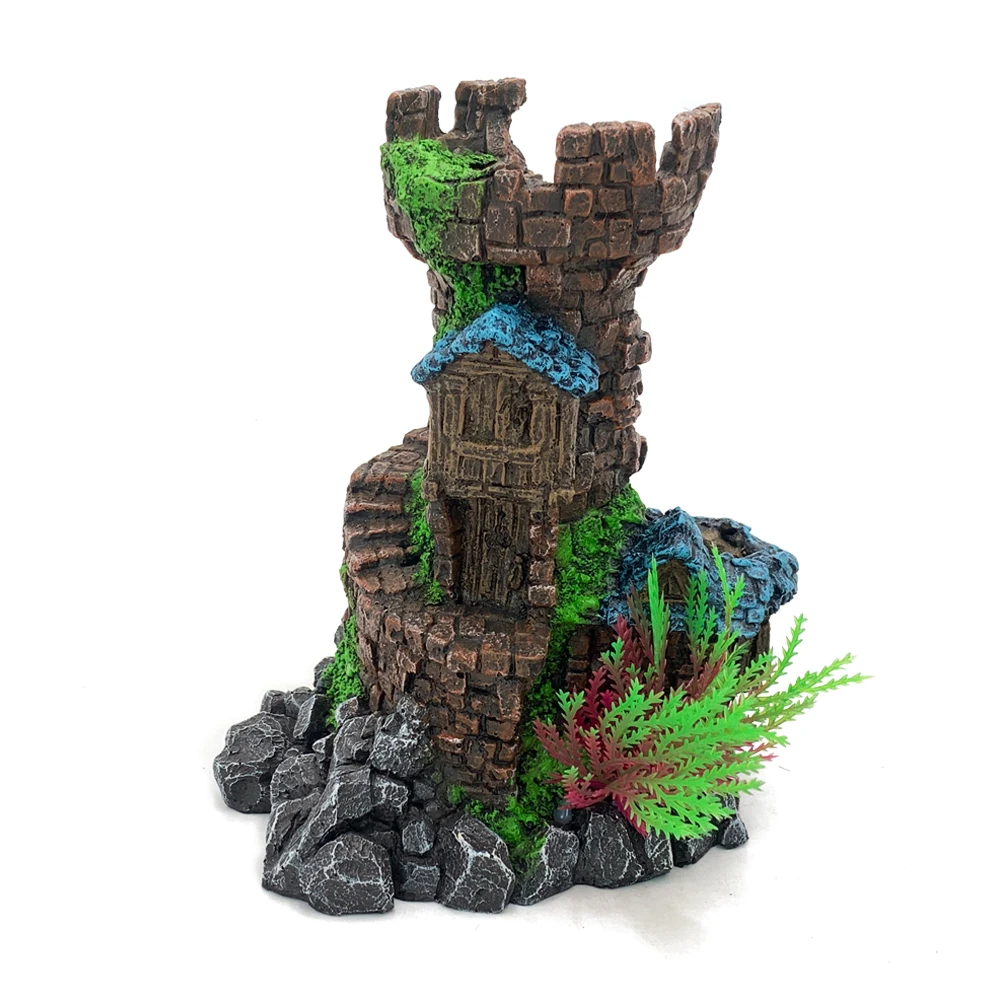 Wholesale Price Aquarium Decor Castle Resin Hide Cave Fish Tank Ornament Accessories