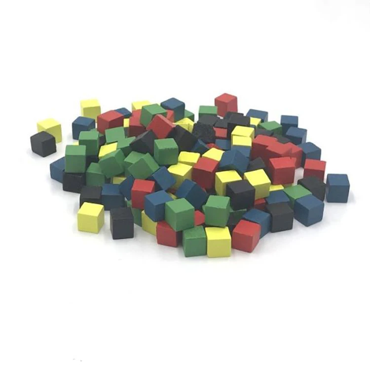 Wood Cubes Blocks Blank Dice DIY Tokens New Products 10mm Square Corner Color Board Game Cubes Early Education
