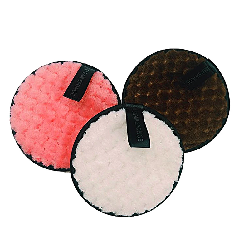 Private label round make up remover pad personal care face washable cosmetic cotton microfiber pad reusable makeup remover pads