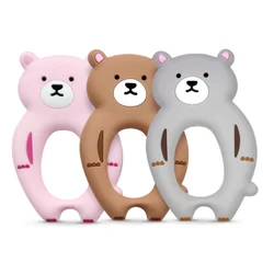 Baby Teething Toys BPA Free Silicone Teether Chew Egg with Pacifier Clip Cute and Effective Pain Relief (Brown Bear)