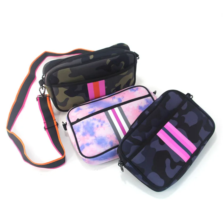 2022 Spring New Style Custom Square Zipper Bag High Quality Single Men Crossbody Bag Unisex Messenger Bag Print Neoprene