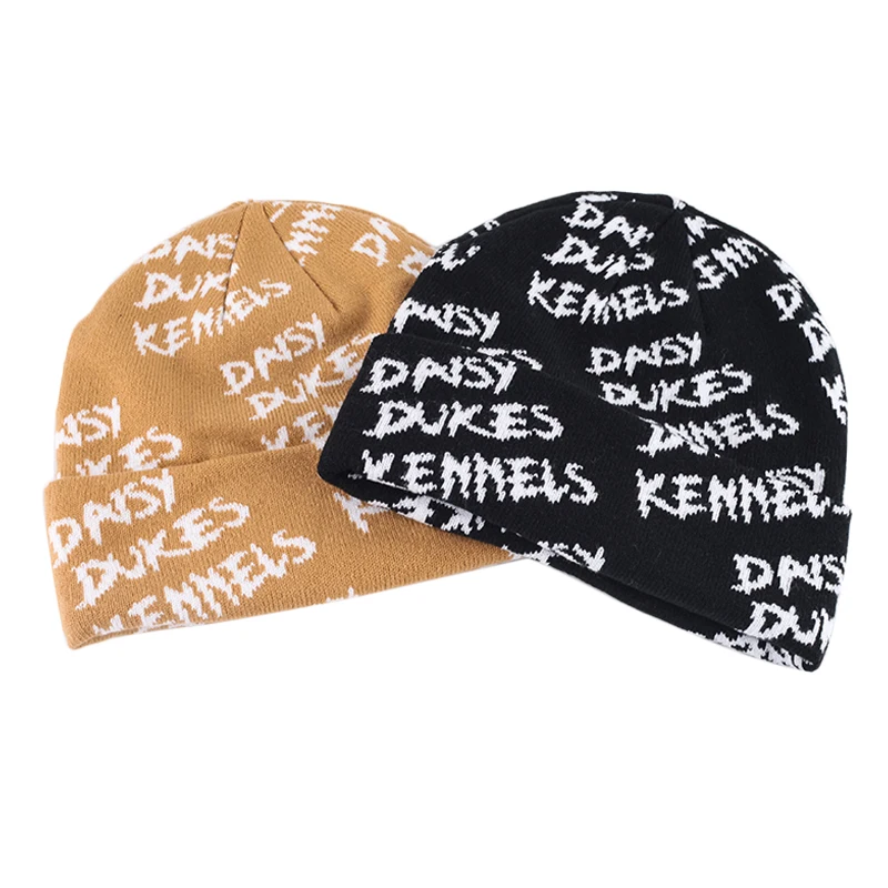 Colorful New Style Support Sample Jacquard Beanie Winter Hat cuffless Beanie acrylic knit Custom Beanie Hat
