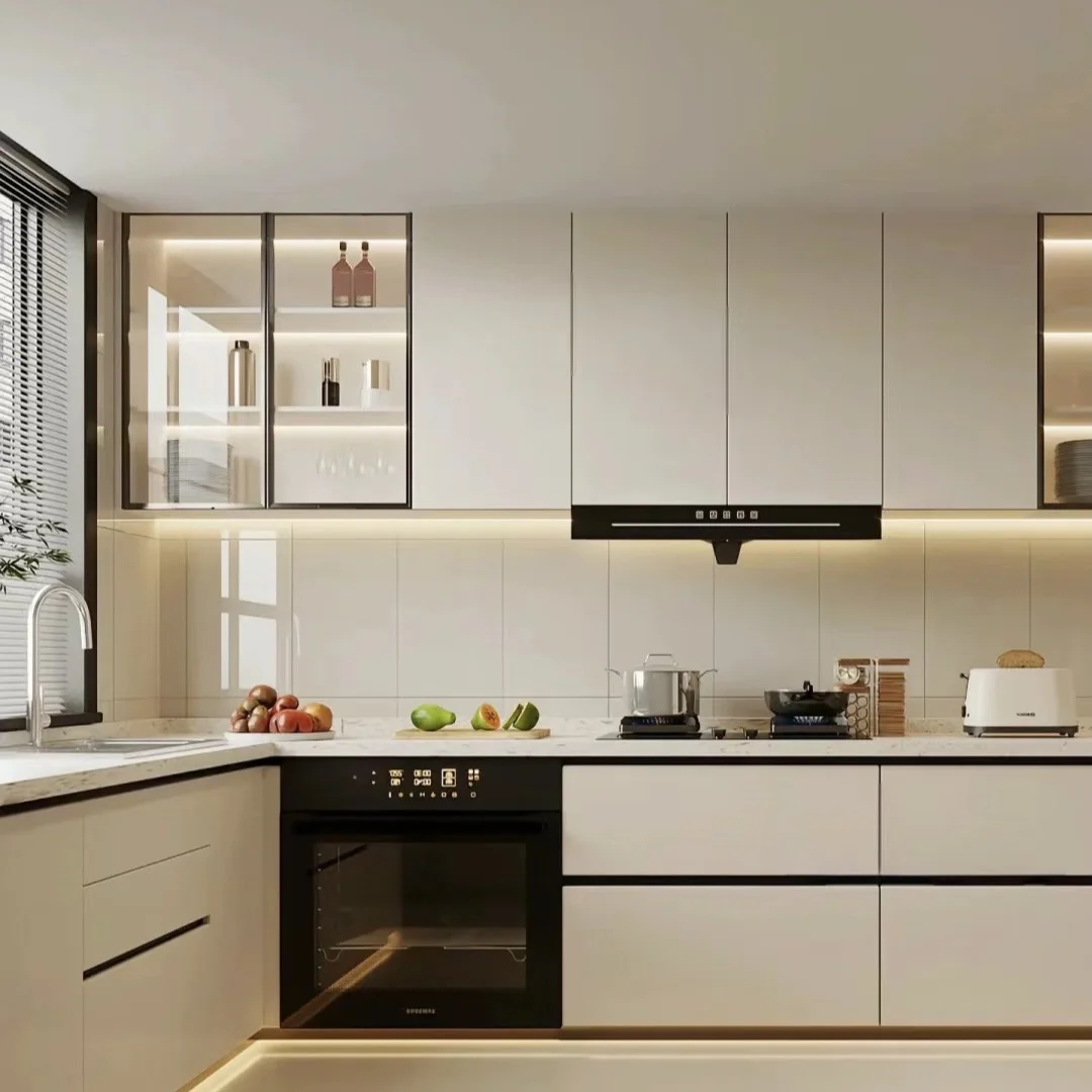 Customized Modern Kitchen Furniture Design High Glossy Lacquer Kitchen Cabinet