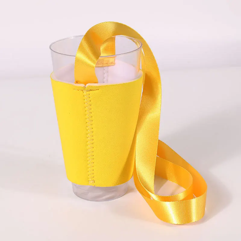 BSBH Hotsale Custom Sublimation Print Polyester Lanyard With Neoprene Wine Glass Can Holder With Adjustable Shoulder Neck Strap