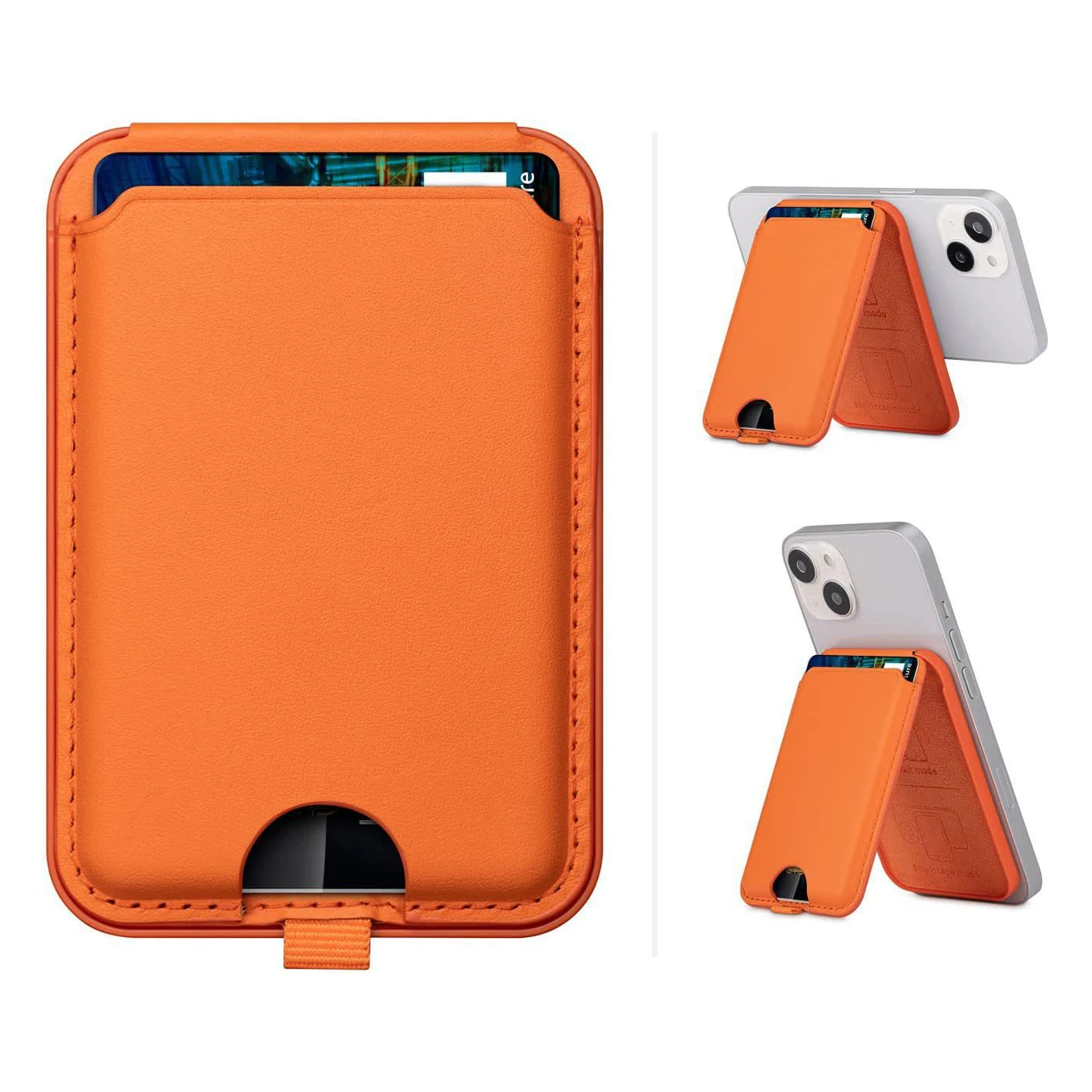 Mherder Custom Sublimation Blank Leather Business  Slim Wallet Pu Leather Credit Magnetic Card Holder for Iphone