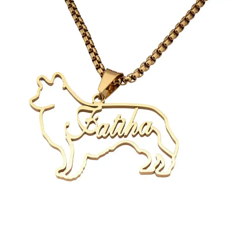 High Quality Pet Lover Dog Commemorative Gift Dog Shaped Gold Necklace Custom Name Personalized Chain Necklace
