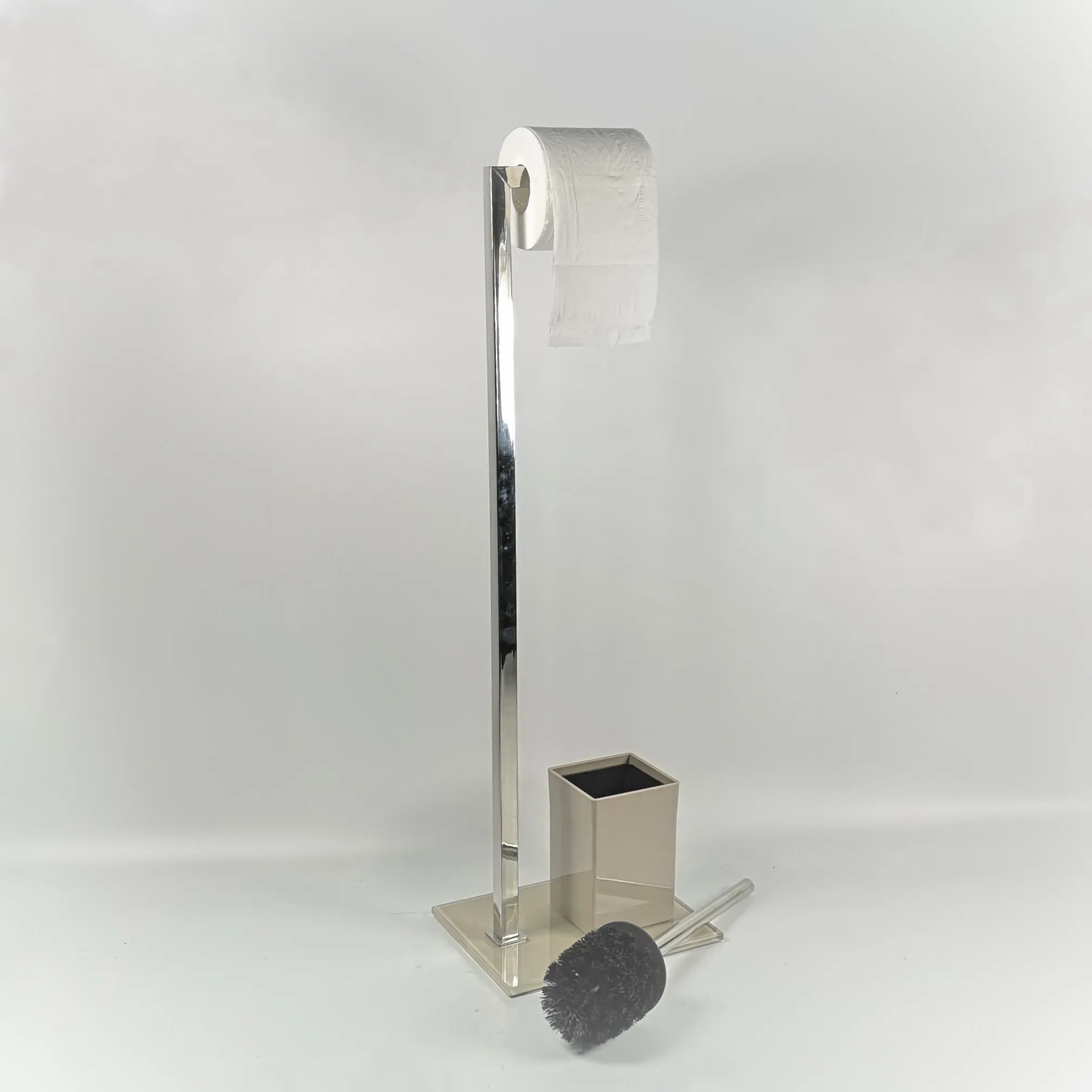 Good quality decorative bath set toilet brush holder and paper holder with glass base