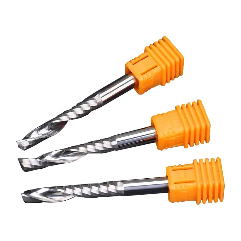 Hot sale 6mm cutting wood Acrylic PVC MDF spiral carbide endmill single one 1 flute end mill router bits woodworking