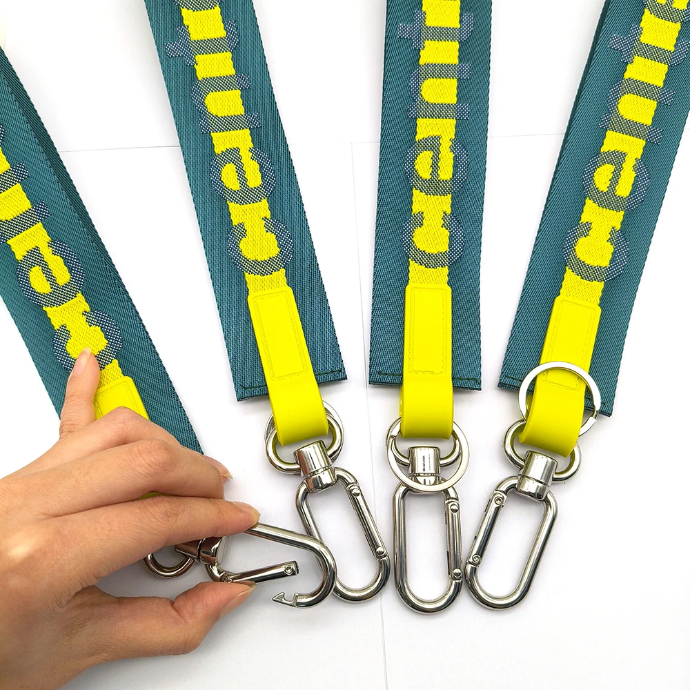 Hot Sales Lulu Short Strap Keychain Custom Jacquard Logo  Nylon Strap with Portable Key Chain For Durable Using