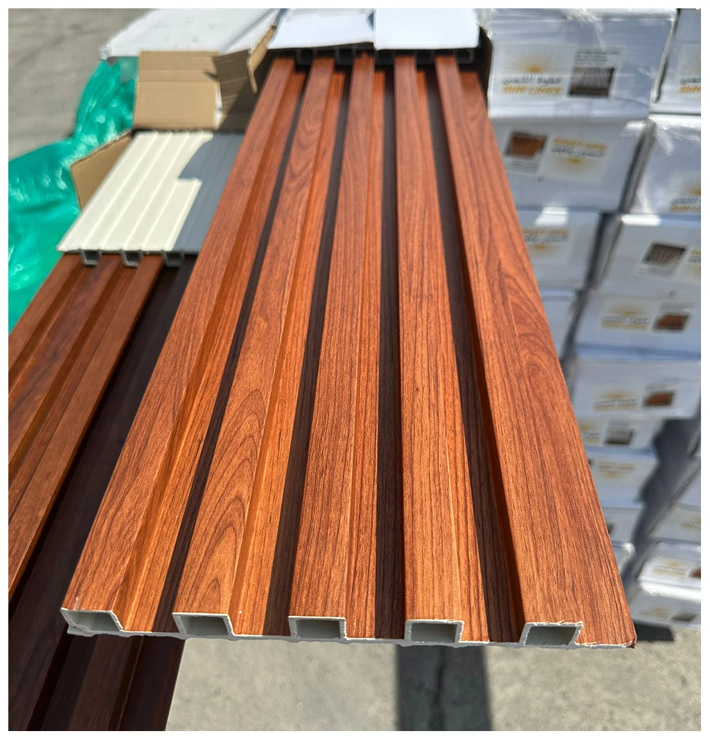 alternative to indoor Wood Grain ceiling panel lambrin PVC interior Fluted Wall Panel Wpc Designs for home wall Decoration
