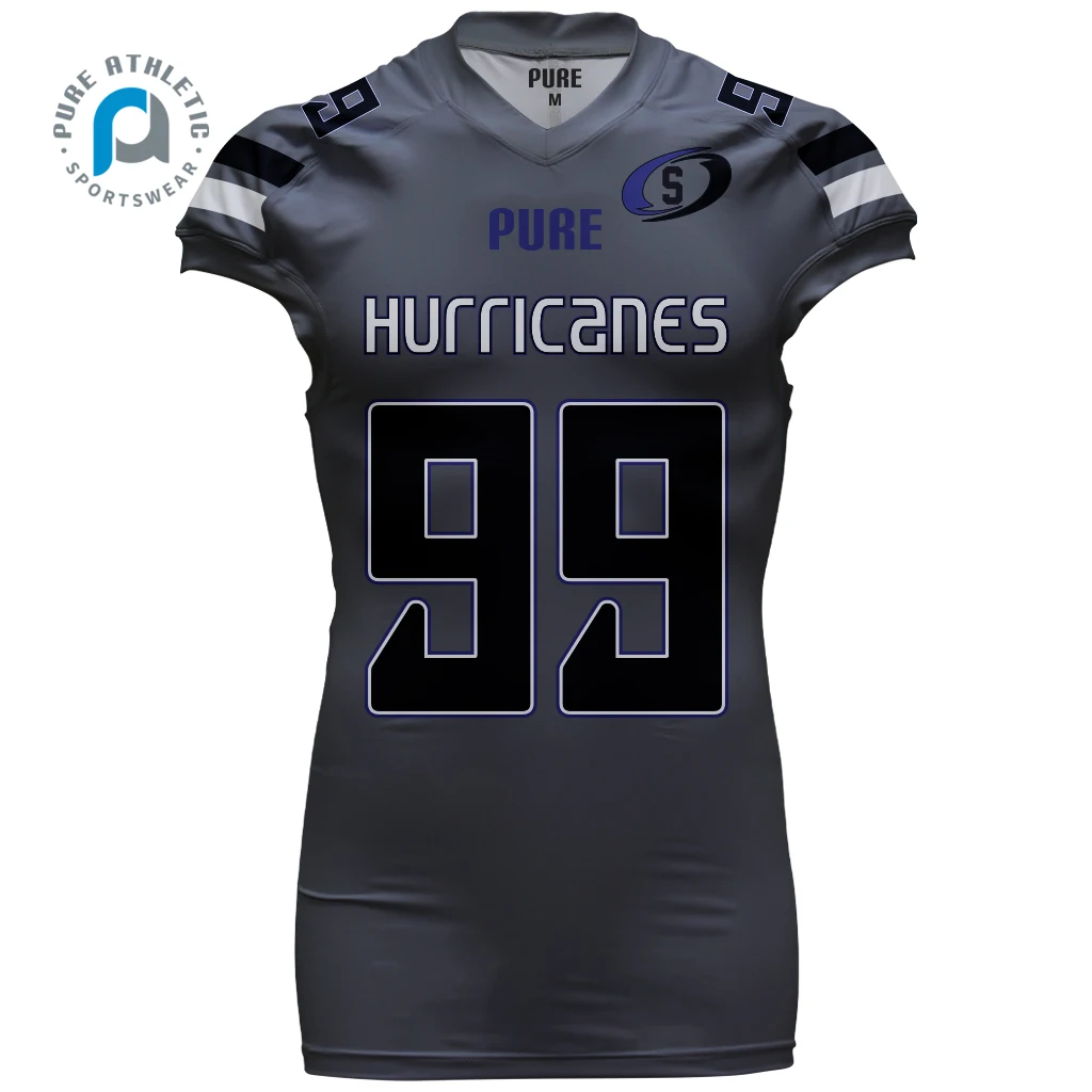 PURE Grey Plain Sublimation American Football Jersey Custom Logo Wholesale Practice College Team Game Uniform Set Youth Men