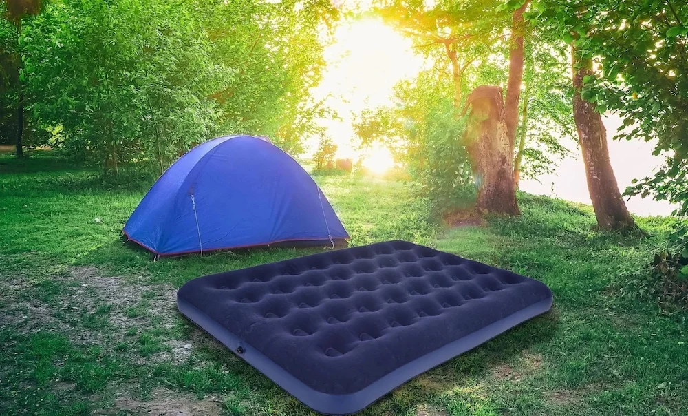 Custom Flocked PVC Size 203*152*22cm Indoor Outdoor Inflatable Air Bed Mattress For Camping