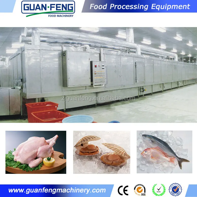 Professional Tunnel Quick Freezing Fluidized IQF Freezers Freezing Frozen Food Machine