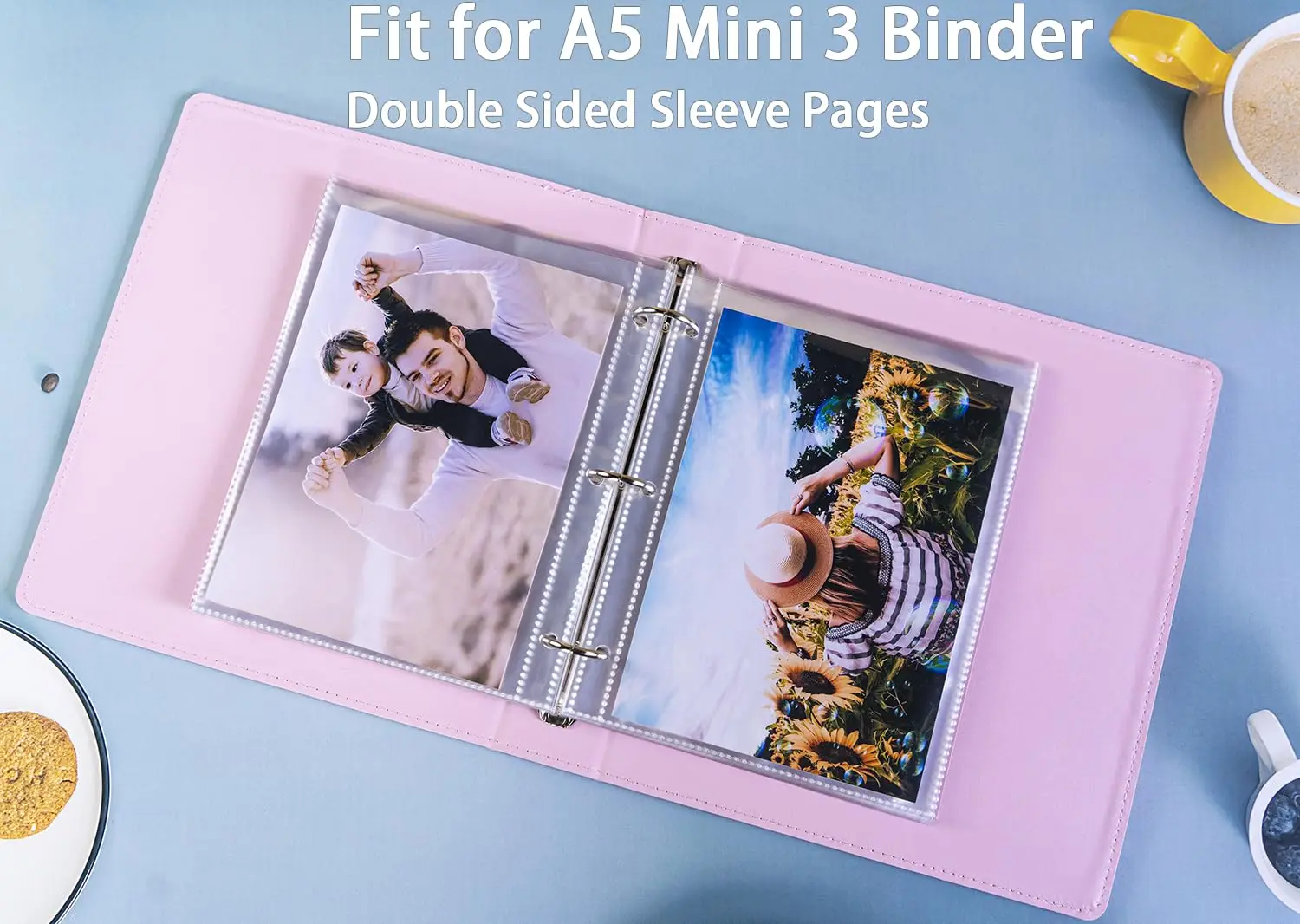 50 Pack100  Pockets5x7Photocard Sleeves for A5 3 Mini Ring Binder Ultra Clear Photo Sleeves, Double Sided 1 Pocket Photo Pages,