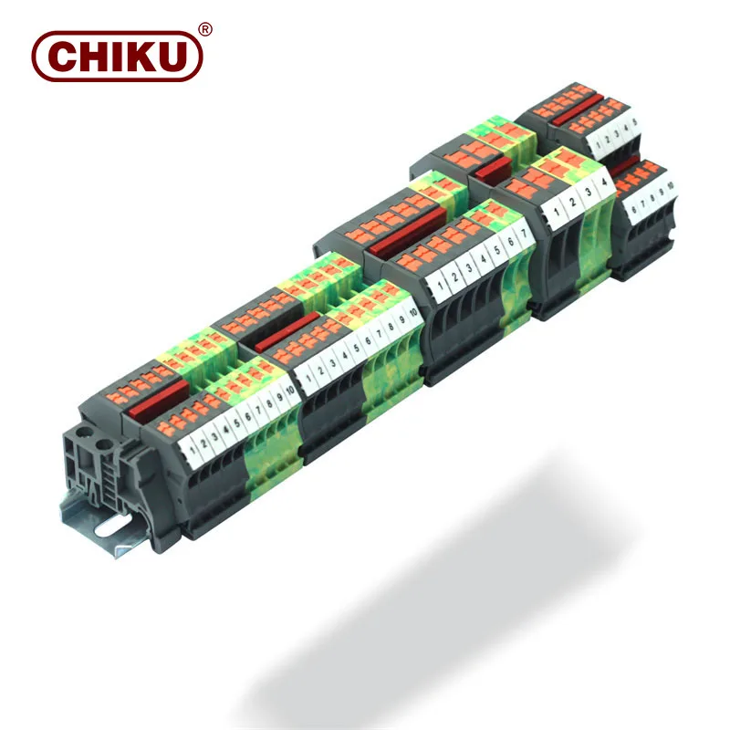 CHIKU UL Spring Push In Connector RPI 4-TWIN Din Rail Terminal Blocks 1000V for Wiring