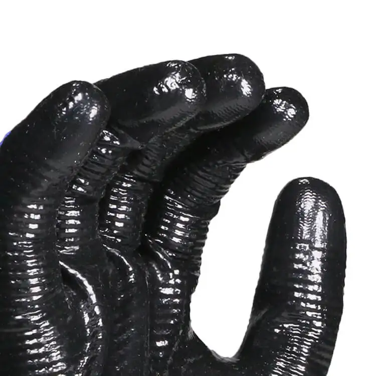 ENTE SAFETY Oil Resistant Safety Black Distributor Chemical Nitrile Coated Hand Protective Work Gloves