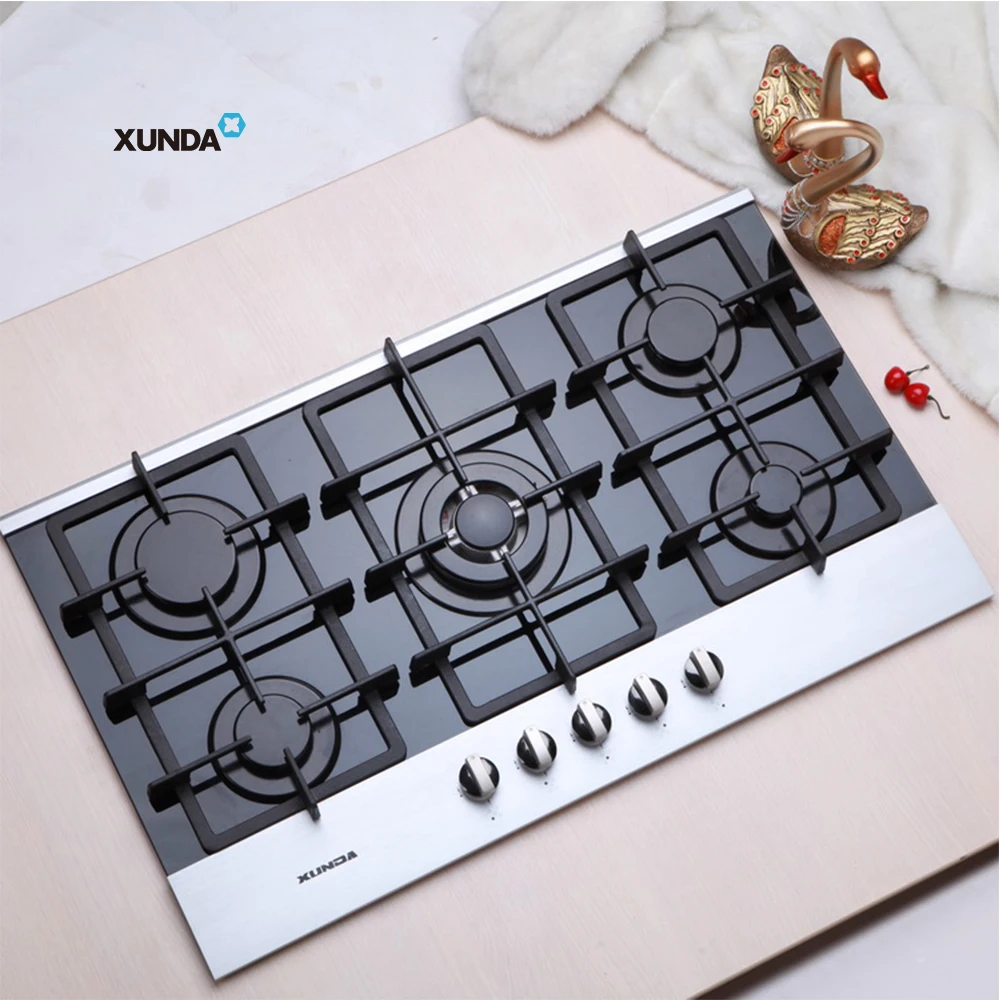 Xunda Cooking Appliances Built In Gas Stove 5 Burners Stainless Steel Gas Cooktops Stove
